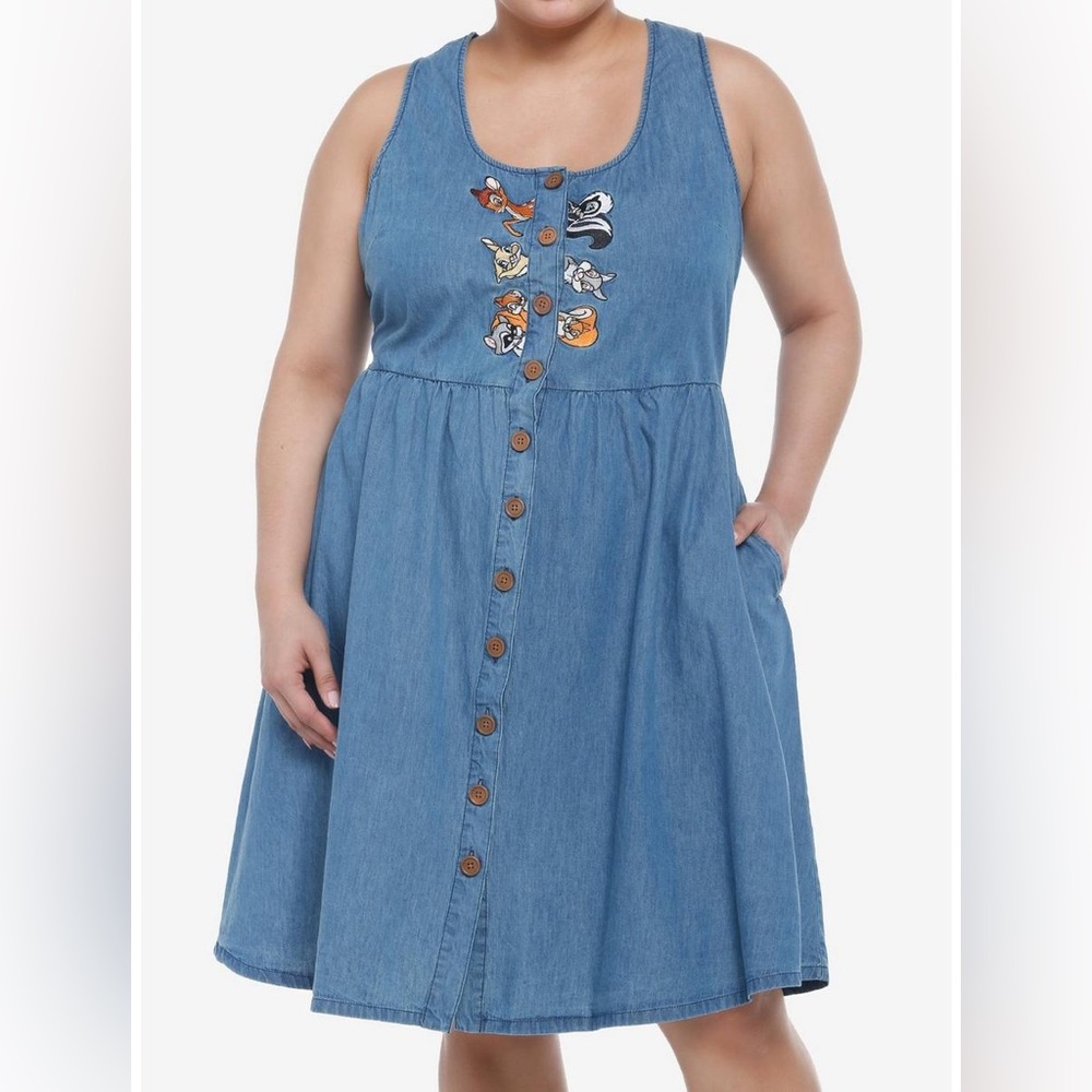 Her Universe Disney Bambi Forest Friends Plus Size Denim Dress